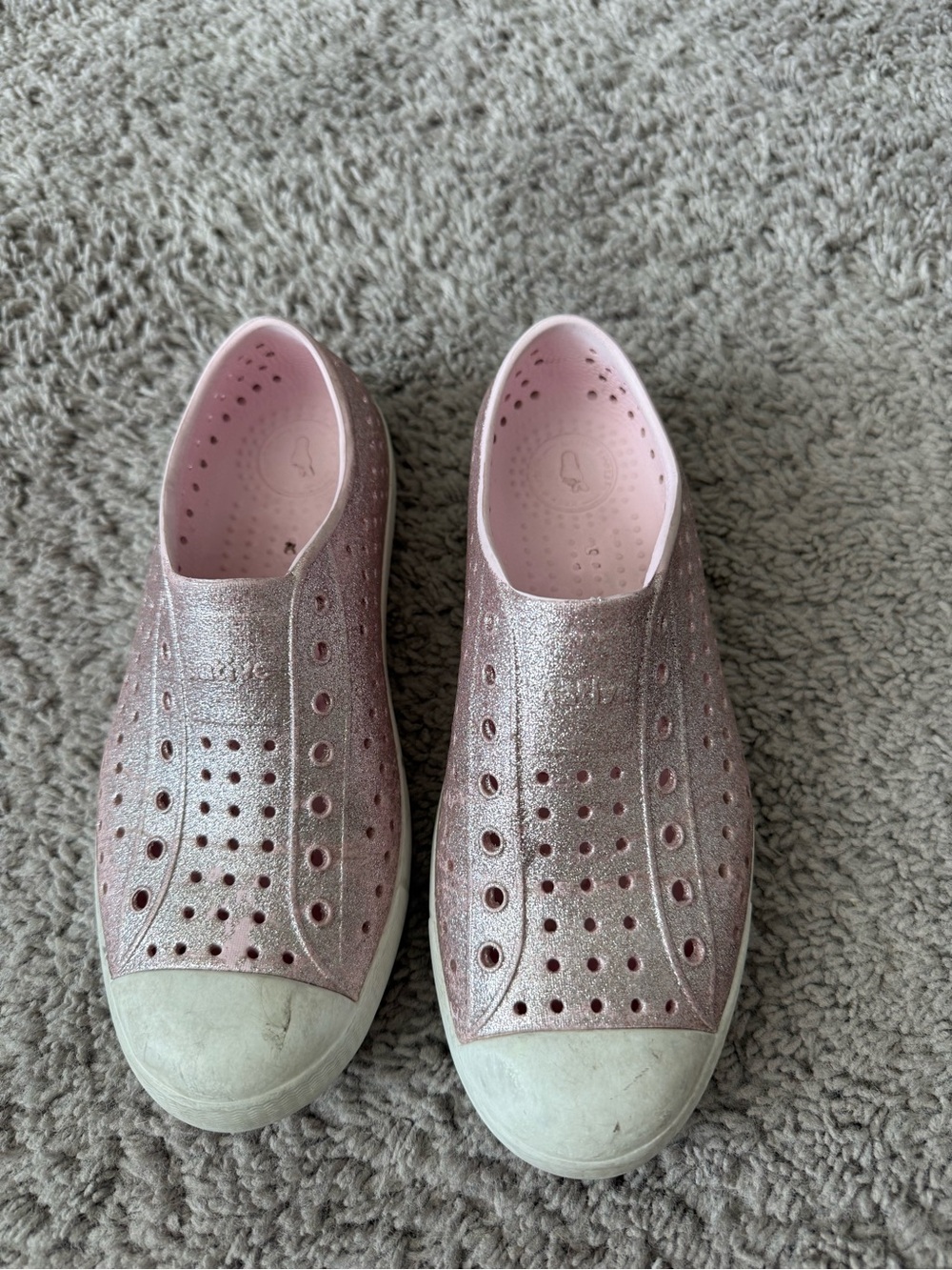 Native Shoes Kids Rose Gold Glitter Slip-On Water Shoes